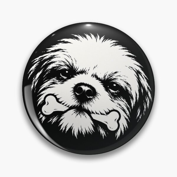 Item preview, Cute Fluffy Dog Holding a Bone Black and White Art designed and sold by Kladhadredo.