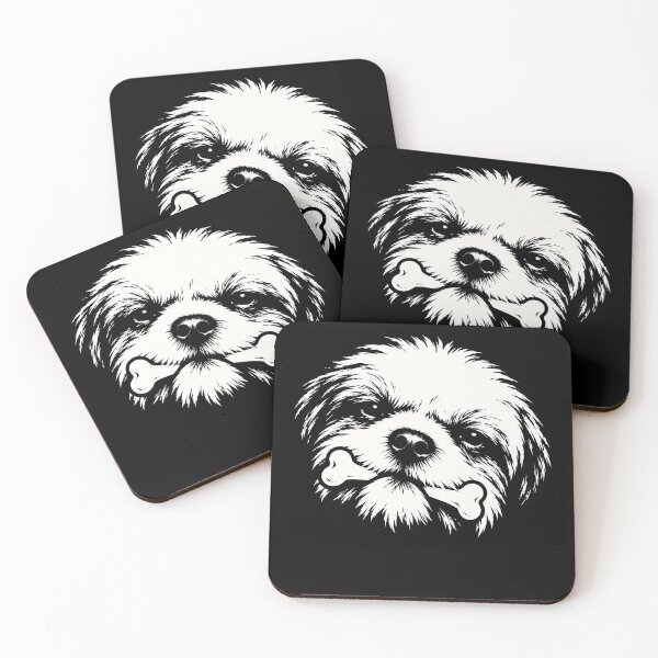 Item preview, Cute Fluffy Dog Holding a Bone Black and White Art designed and sold by Kladhadredo.