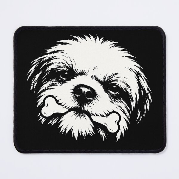 Item preview, Cute Fluffy Dog Holding a Bone Black and White Art designed and sold by Kladhadredo.