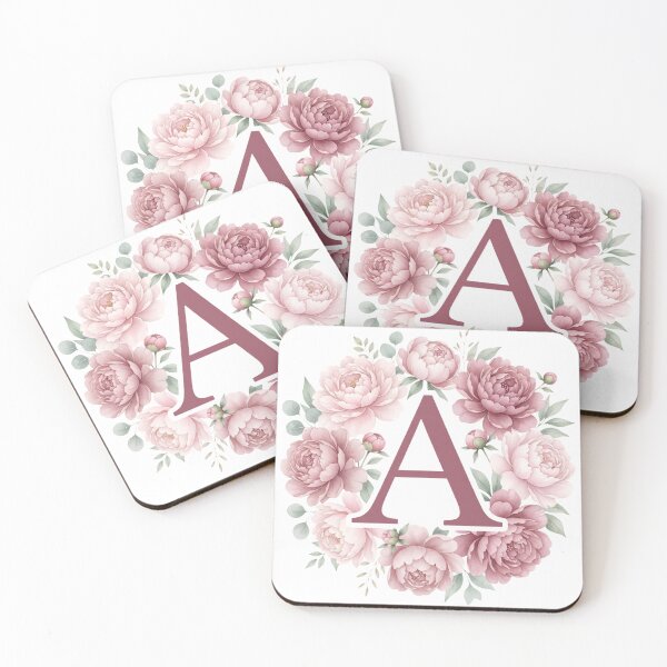 Item preview, Letter A Pink Peony Floral Monogram designed and sold by ITCHAWAWAA.