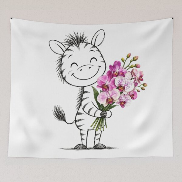 Item preview, Zebra Holding Pink Orchid Bouquet designed and sold by Snurly.