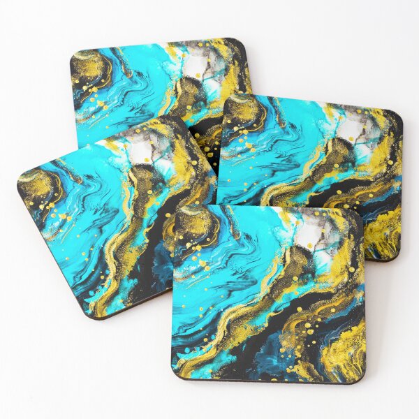 Item preview, Turquoise Gold Fluid Abstract designed and sold by Exodoi.