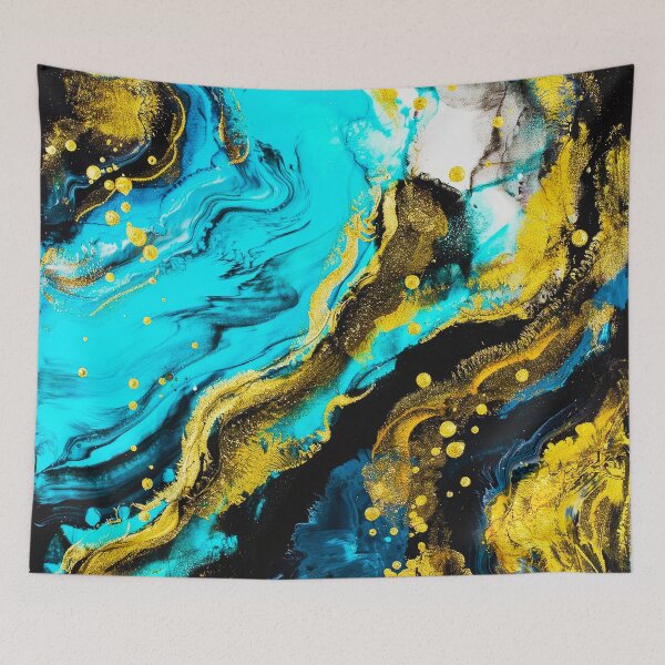 Item preview, Turquoise Gold Fluid Abstract designed and sold by Exodoi.
