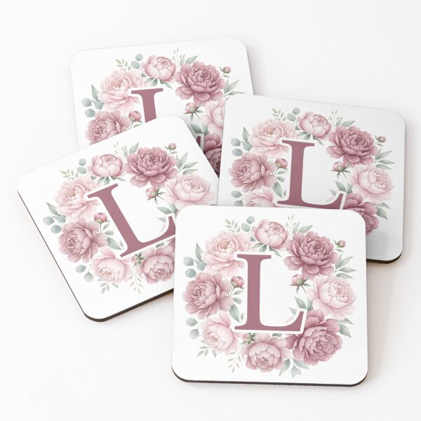 Item preview, Letter L Pink Peony Floral Monogram designed and sold by ITCHAWAWAA.