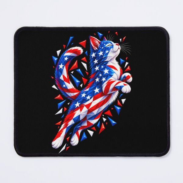 Item preview, American Spirit Cat - Low Poly 3D Cat with USA Flag Design designed and sold by Kittcatking.