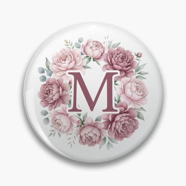 Item preview, Letter M Pink Peony Floral Monogram designed and sold by ITCHAWAWAA.
