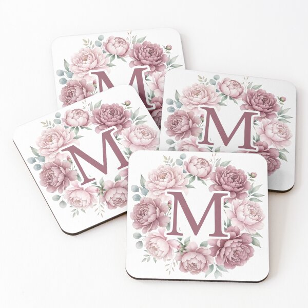 Item preview, Letter M Pink Peony Floral Monogram designed and sold by ITCHAWAWAA.