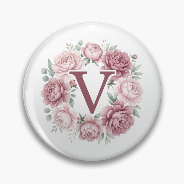 Item preview,  Letter V Pink Peony Floral Monogram designed and sold by ITCHAWAWAA.