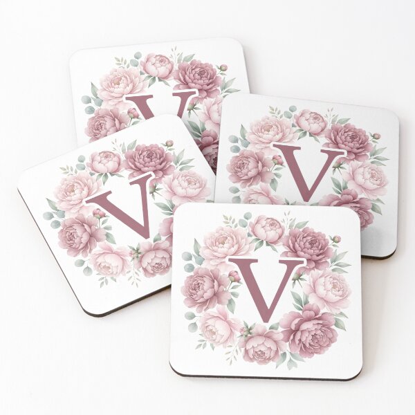Item preview,  Letter V Pink Peony Floral Monogram designed and sold by ITCHAWAWAA.