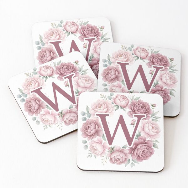 Item preview,  Letter W Pink Peony Floral Monogram designed and sold by ITCHAWAWAA.