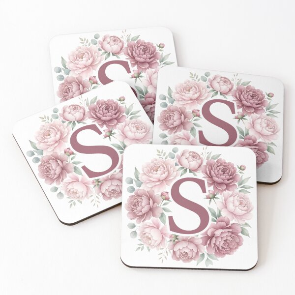 Item preview, Letter S Pink Peony Floral Monogram designed and sold by ITCHAWAWAA.