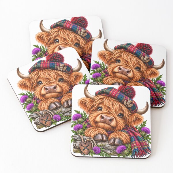 Item preview, Hamish the Highland Cow – Scottish Tartan & Thistles designed and sold by Thistleinkart.
