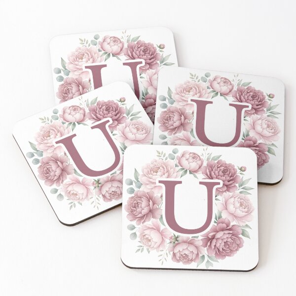 Item preview,  Letter U Pink Peony Floral Monogram designed and sold by ITCHAWAWAA.