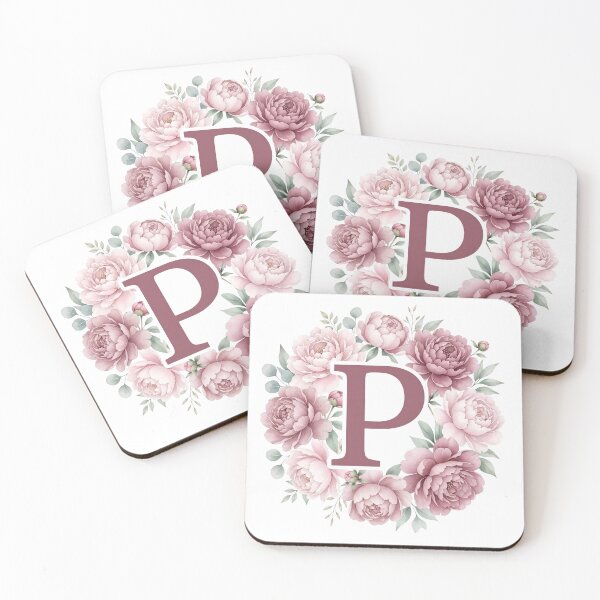 Item preview,  Letter P Pink Peony Floral Monogram designed and sold by ITCHAWAWAA.
