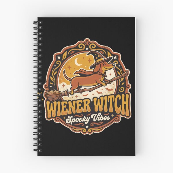 Item preview, Wiener Witch Spooky Vibes Dachshund Flying Broomstick Halloween Dog designed and sold by TeNovaStudio ⭐⭐⭐⭐⭐.