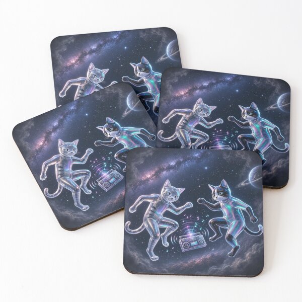 Item preview, Cosmic Disco Cats - Holographic Space Party designed and sold by Breezes-of-Ida.