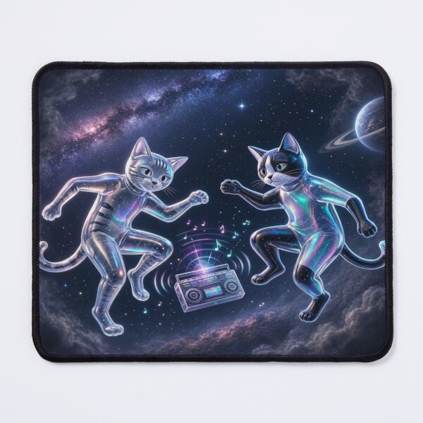 Item preview, Cosmic Disco Cats - Holographic Space Party designed and sold by Breezes-of-Ida.