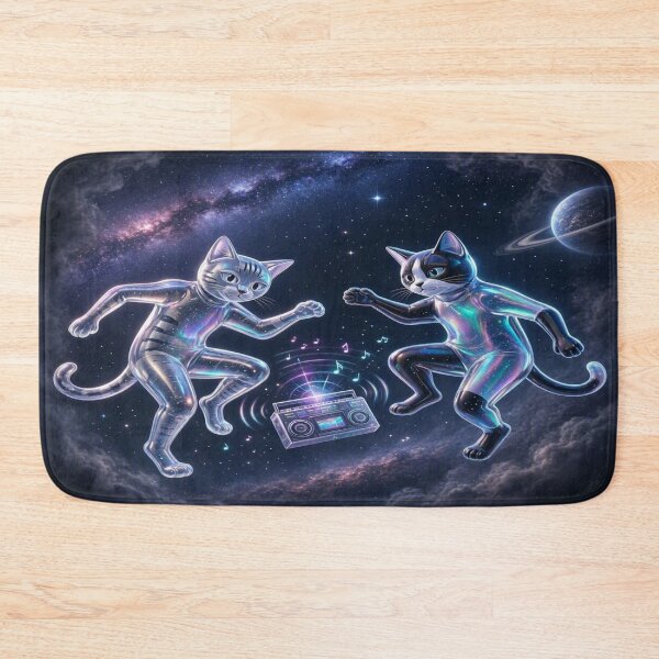 Item preview, Cosmic Disco Cats - Holographic Space Party designed and sold by Breezes-of-Ida.