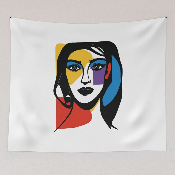 Item preview, Abstract Geometric Woman Face Colourful Pop Art designed and sold by ERODED SELF.