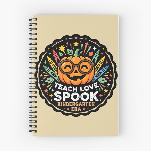 Item preview, Teach Love Spook Kindergarten Era Pumpkin Teacher Halloween Badge designed and sold by TeNovaStudio ⭐⭐⭐⭐⭐.