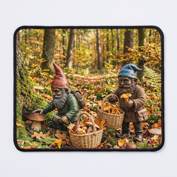 Item preview, Autumn Mushroom Foraging Gnomes Art Print – Cozy Mushroom Lover Gift, Poland Travel Decor designed and sold by Purrfecta.