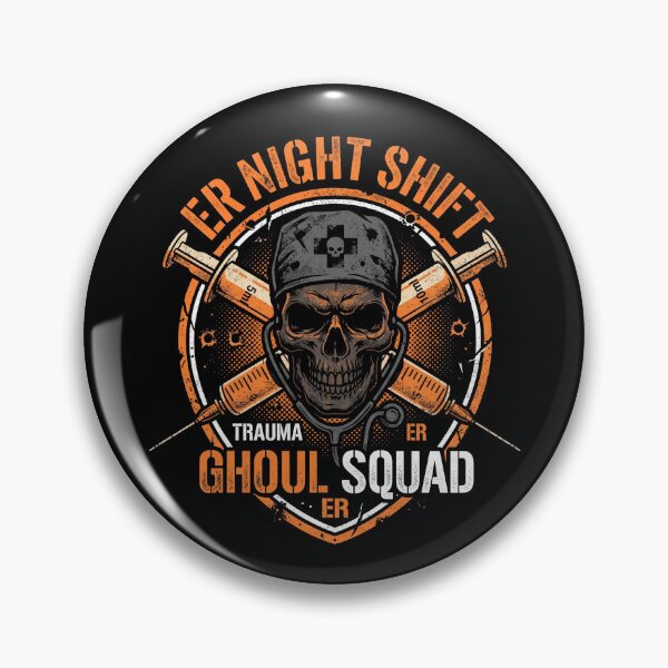 Item preview, ER Night Shift Ghoul Squad Trauma Nurse Skull Syringes Halloween designed and sold by TeNovaStudio ⭐⭐⭐⭐⭐.