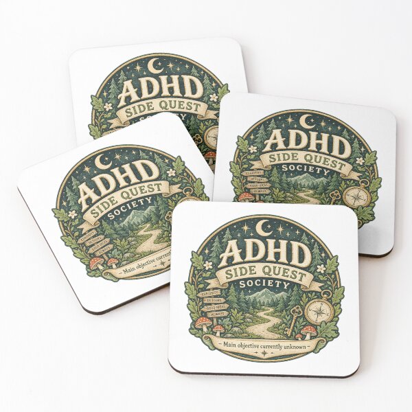 Item preview, ADHD side quest society badge designed and sold by StormbornGem.