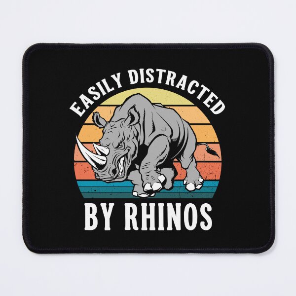 Item preview, Easily Distracted By Rhinos Retro Sunset - Funny Wildlife Art designed and sold by Dmetalx Art Apparel.