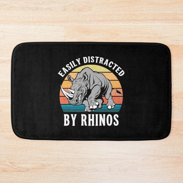 Item preview, Easily Distracted By Rhinos Retro Sunset - Funny Wildlife Art designed and sold by Dmetalx Art Apparel.