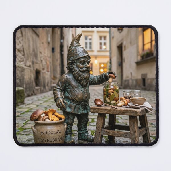 Item preview, Mushroom Pickling Gnome Art Print – Rustic Foodie Gift, Poland Travel Decor designed and sold by Purrfecta.