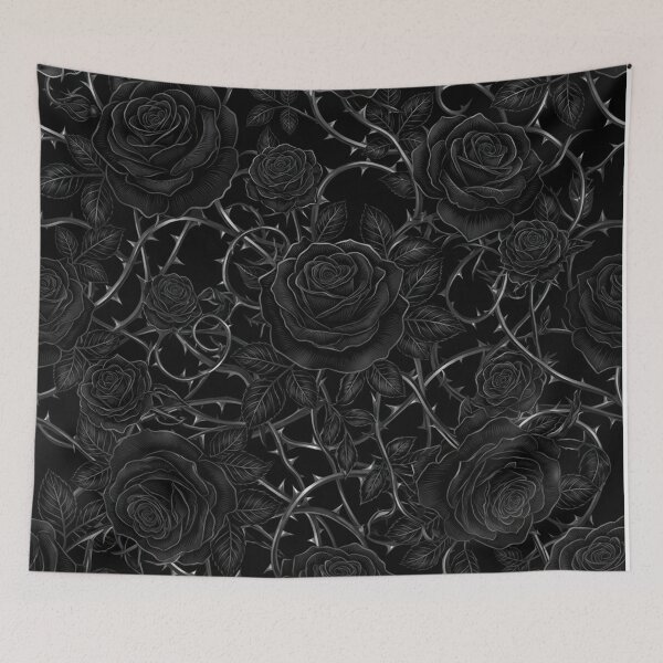 Item preview, Dark Goth Black Roses And Thorns Pattern designed and sold by Owcomm.