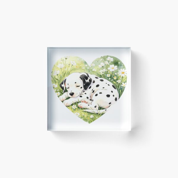 Item preview, Dalmatian puppy in a heart with flowers designed and sold by mixoubraw.