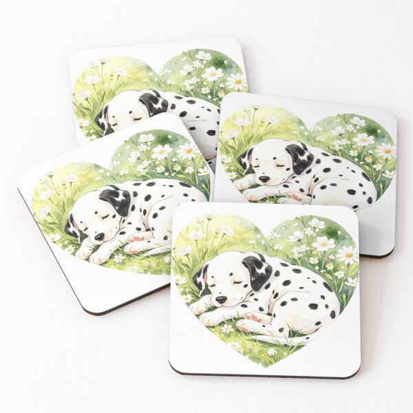 Item preview, Dalmatian puppy in a heart with flowers designed and sold by mixoubraw.