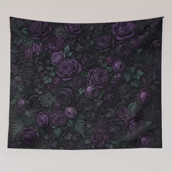 Item preview, Dark Purple Gothic Rose Garden Floral Pattern designed and sold by Owcomm.