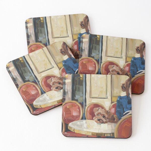 Item preview, Her Dog at the Parisian Café Table, Impressionist Painting designed and sold by CARRAANN.