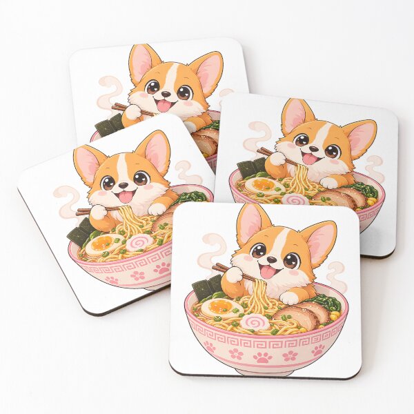 Item preview, Cute Kawaii Corgi Dog Eating Ramen designed and sold by wallpapersarts.