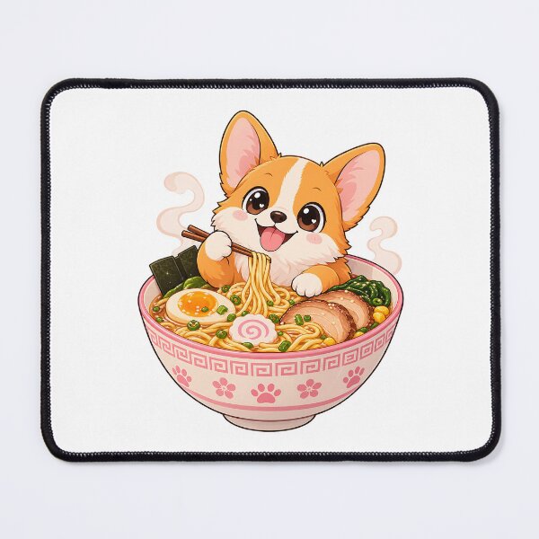 Item preview, Cute Kawaii Corgi Dog Eating Ramen designed and sold by wallpapersarts.