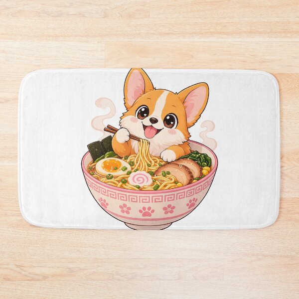 Item preview, Cute Kawaii Corgi Dog Eating Ramen designed and sold by wallpapersarts.