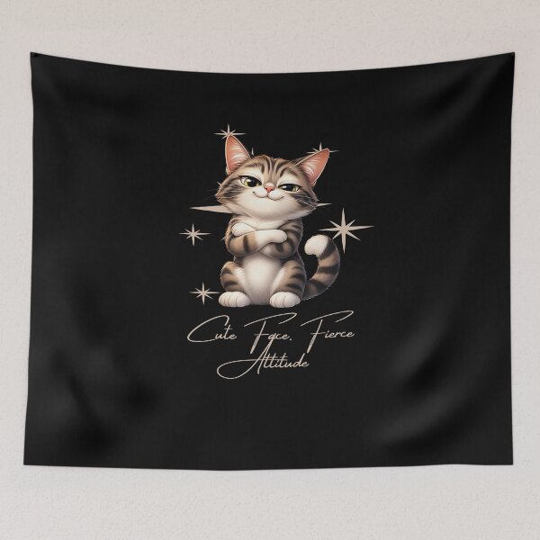 Item preview, Cute Face, Fierce Attitude – Sassy Cat Lover T-Shirt, Funny Kitty Graphic Tee designed and sold by BoldMarks.