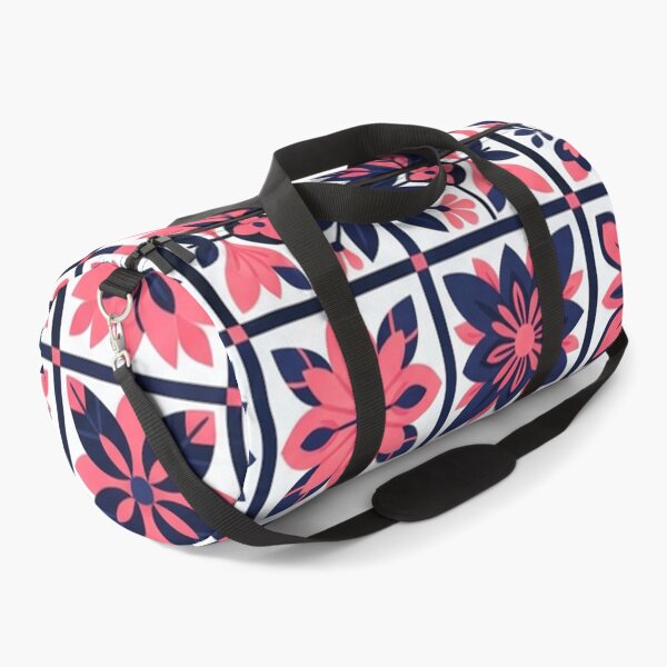 Item preview, Pink and Navy Blue Floral Tiles Pattern designed and sold by Owcomm.