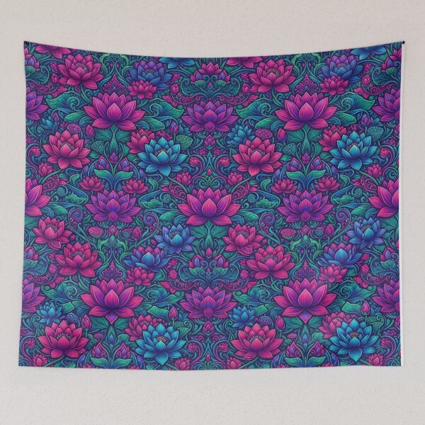 Item preview, Vibrant Lotus Flower Ornamental Damask Pattern designed and sold by Owcomm.