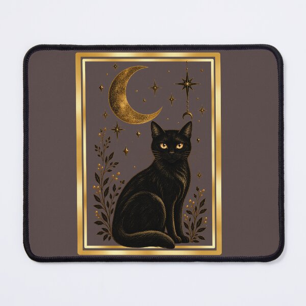 Item preview, Golden Moon Black Cat Mystical Art designed and sold by Mama Leenah.