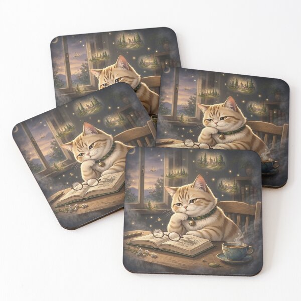 Item preview, Cozy Scholar Cat: Lost in Fantasy Books designed and sold by Breezes-of-Ida.