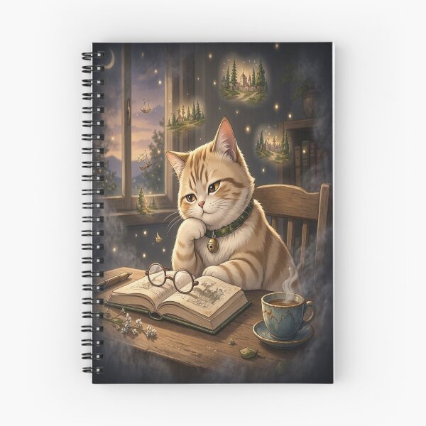Item preview, Cozy Scholar Cat: Lost in Fantasy Books designed and sold by Breezes-of-Ida.