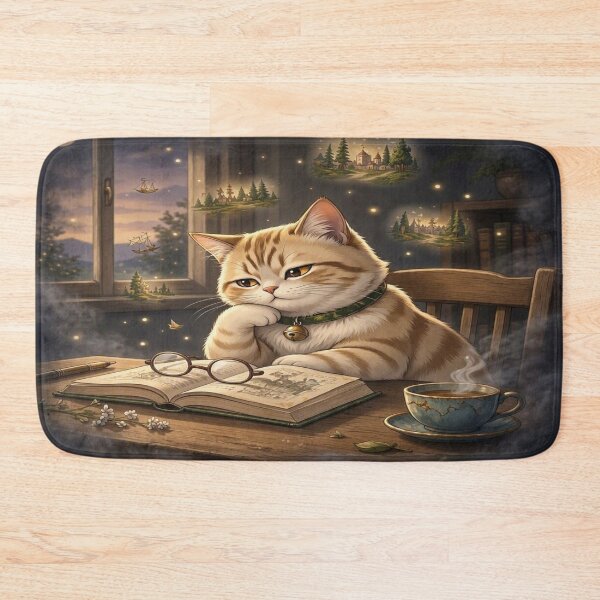 Item preview, Cozy Scholar Cat: Lost in Fantasy Books designed and sold by Breezes-of-Ida.