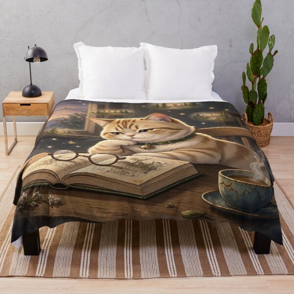 Item preview, Cozy Scholar Cat: Lost in Fantasy Books designed and sold by Breezes-of-Ida.