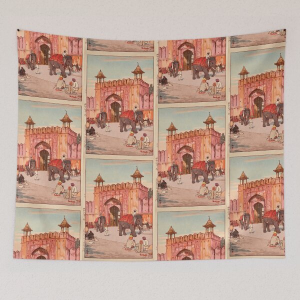 Item preview, Ajmer Gate Jaipur by Yoshida Hiroshi : Vintage Travel Japanese Poster designed and sold by artofuniverse.