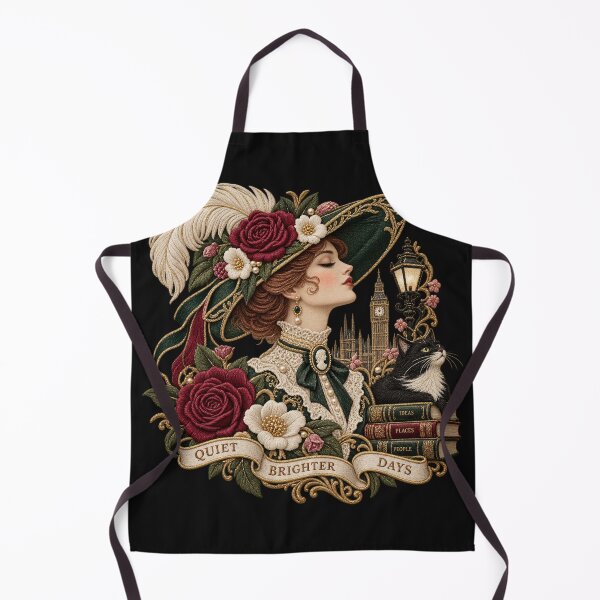 Item preview, Edwardian Lady Embroidery with Black Cat, Roses & London Vintage Elegance designed and sold by Emoji Emblems.