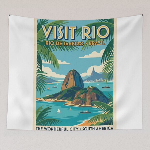 Item preview, Visit Rio Sugarloaf Mountain 1930s Vintage Travel Poster designed and sold by 0Zetgest.
