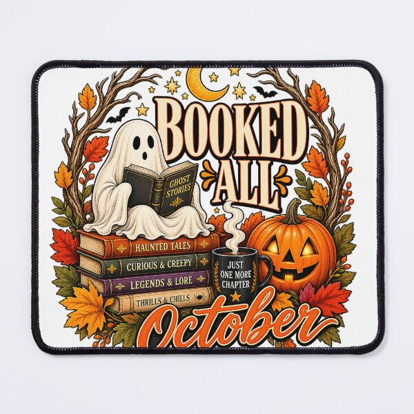 Item preview, Booked All October – Cozy Halloween Ghost Book Lover designed and sold by webpatty.